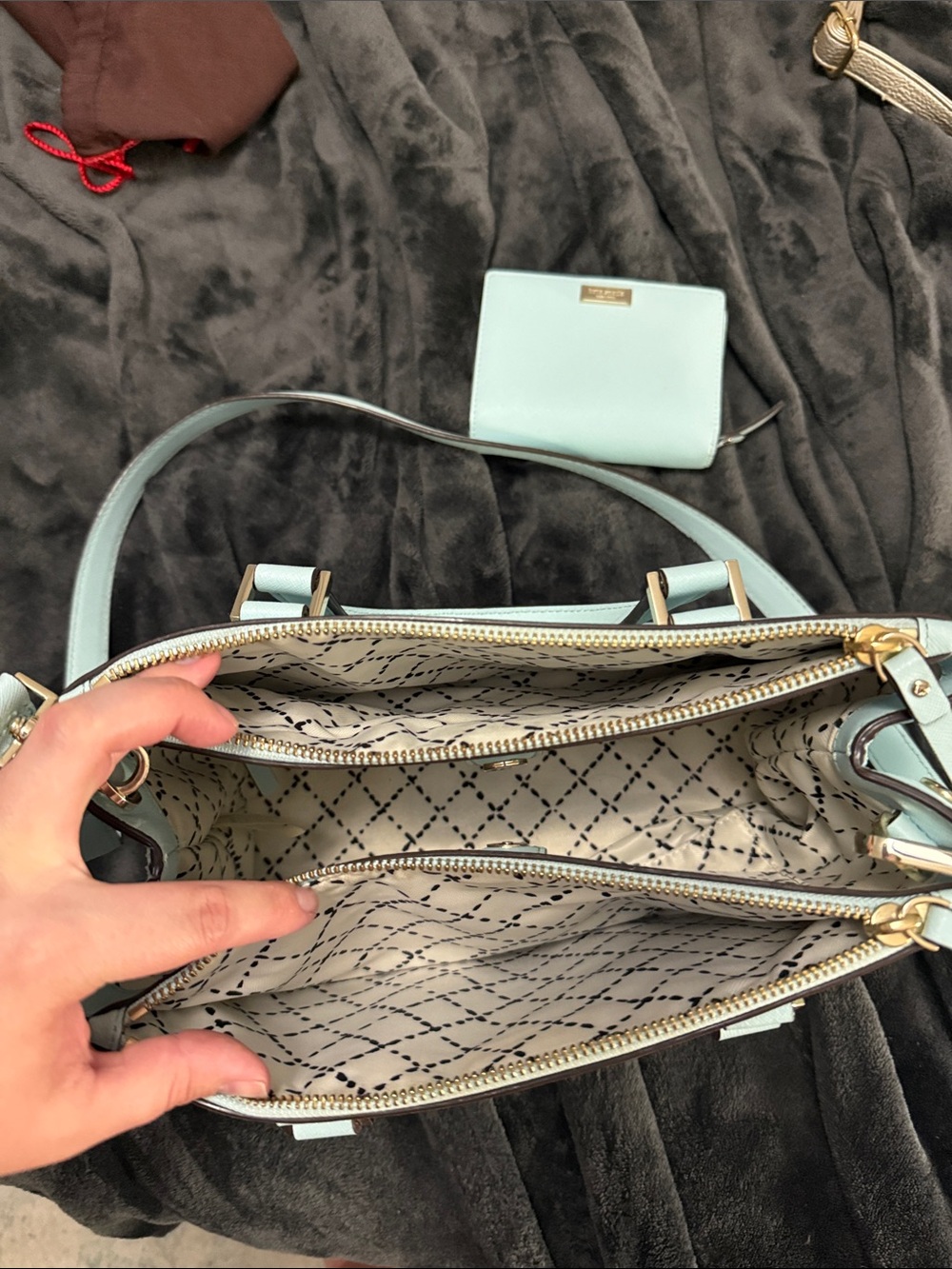 kate spade Pale Blue Structured Satchel with Matching Wallet - Picture 4 of 14
